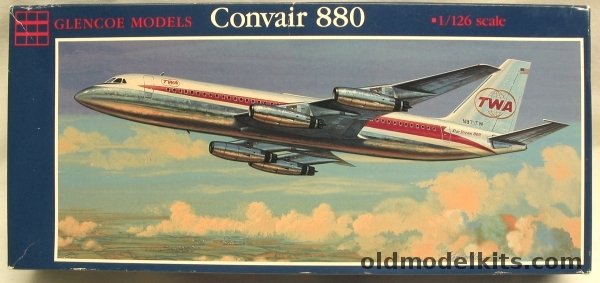 Glencoe 1/126 Convair 880 - TWA or Swissair- with Flight Path Northeast Airlines 'Yellowbird' Decals and Flight Path Windows and Frames, 05502 plastic model kit